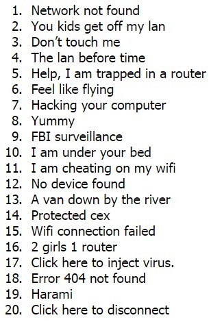 What is the best Wi-Fi name you have seen in your entire life?