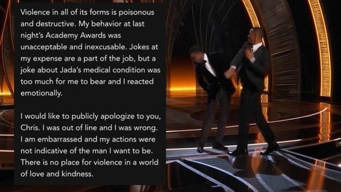 Will Smith finally issues an apology to Chris Rock saying he was, "Out of line, and wrong". Do you forgive Will Smith?