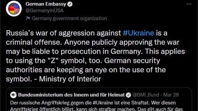 Do you agree with banning and the letter/symbol ''Z'' and possible prosecution for using it?
