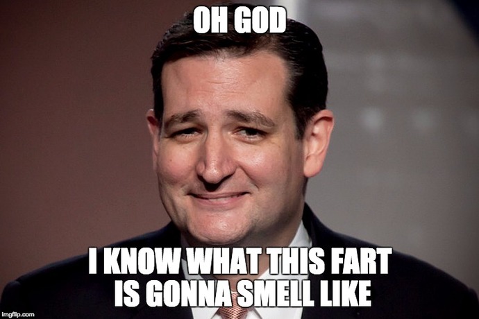 If Senator Ted Cruz desperately needed to poop in your toilet would you let him?