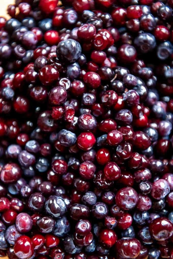 Mix of Red, blue and purple Huckleberries