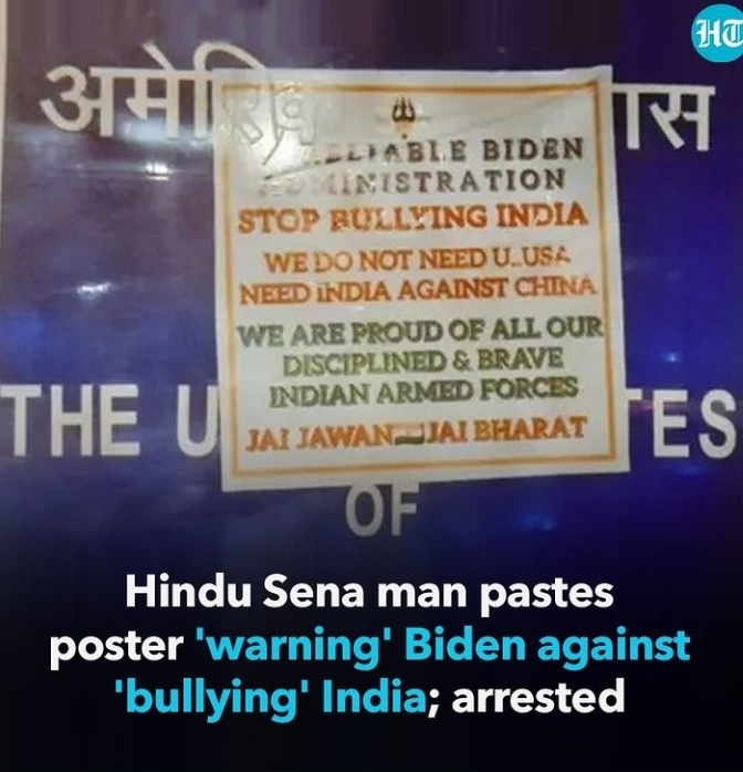 Hindu sena man was threatening USA against India and got arrested lol. Thoughts?