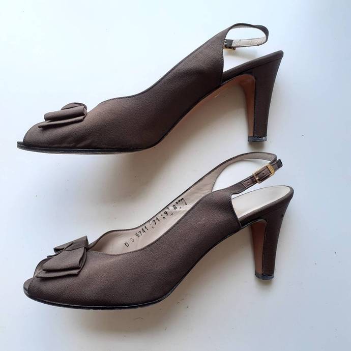 First pair is sling back, bowed pumps.
