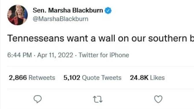 Who is Blackburn trying to keep out of the Southern Border of Tenn?