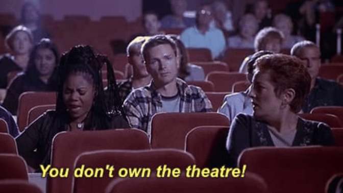 Do you sit quietly during the movie or do you like to chat in between?