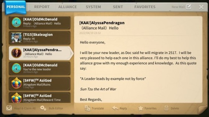 What do you think of my mail as a new leader in a game?