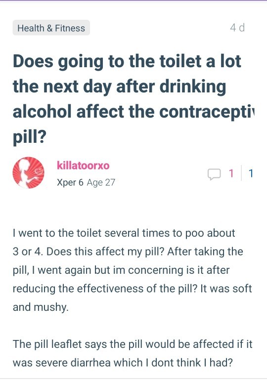 Does one episode diarrhea affect contraceptive pil?