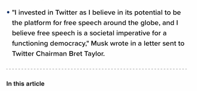 What do you think of Elon Musk actually buying Twitter? What does this mean for free speech?