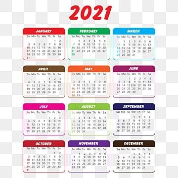 2021 Calendar showing Quarters
