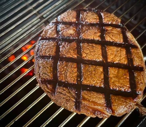 Apparently man grilling means steaks MUST be cooked with a perfect diamond pattern!