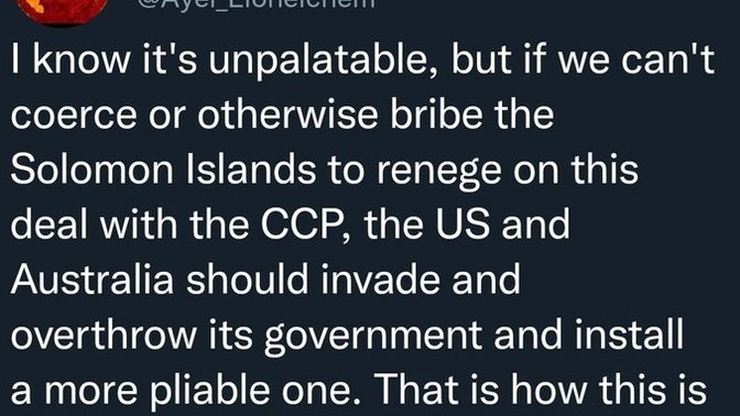 Why is the US so insecure about China establishing a military base in the Solomon Islands?