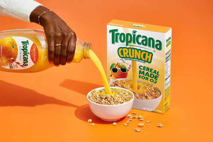 Do you think youd enjoy Tropicana Crunch, the cereal made for you to pour orange juice on instead of milk?