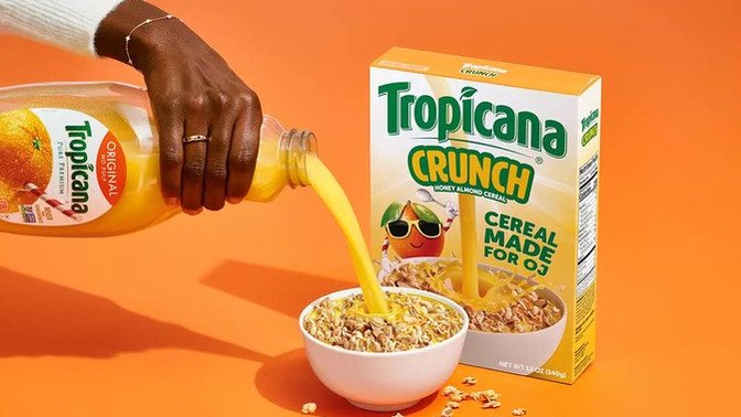 Do you think you'd enjoy Tropicana Crunch, the cereal made for you to pour orange juice on instead of milk?