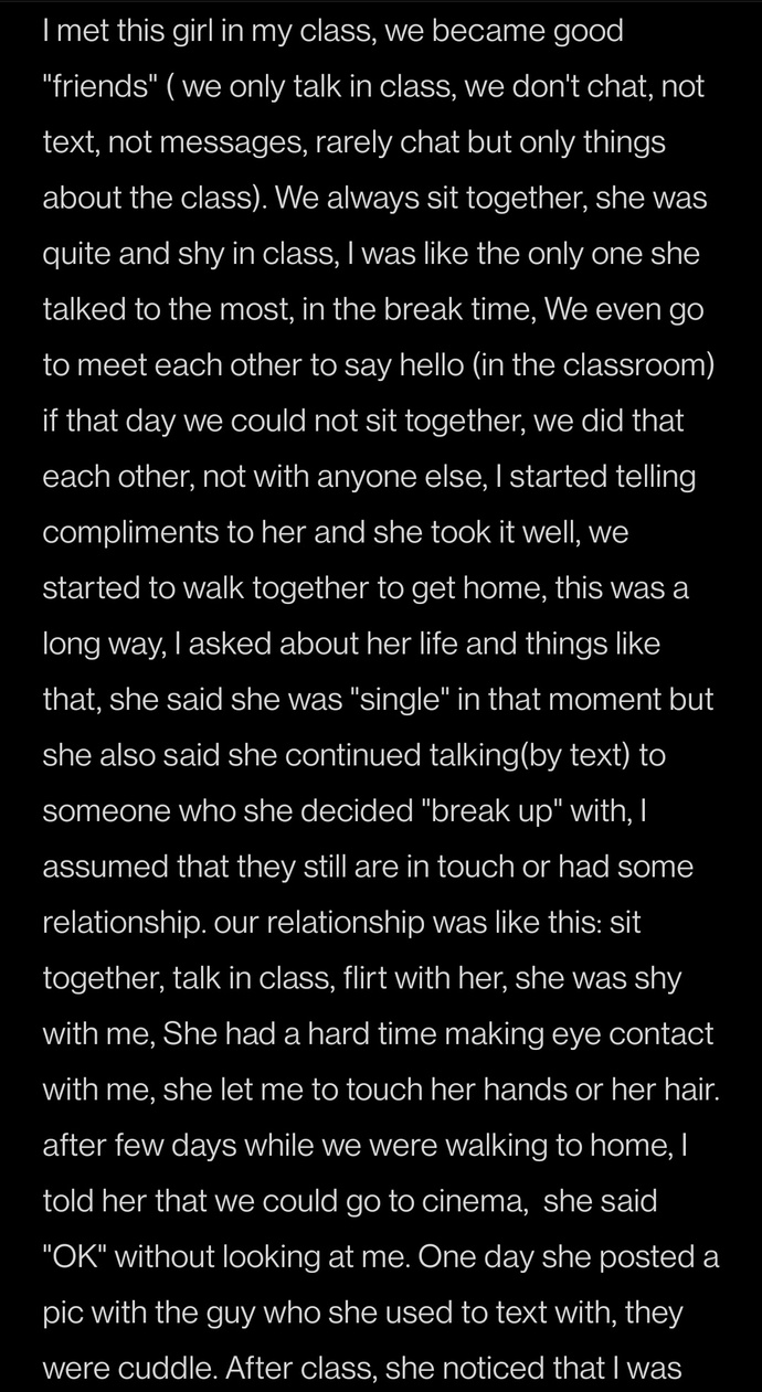This is my story with a girl, what do you think about this? Sorry this is a long story?