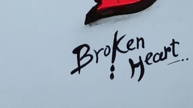 How would you describe a broken heart after a breakup?