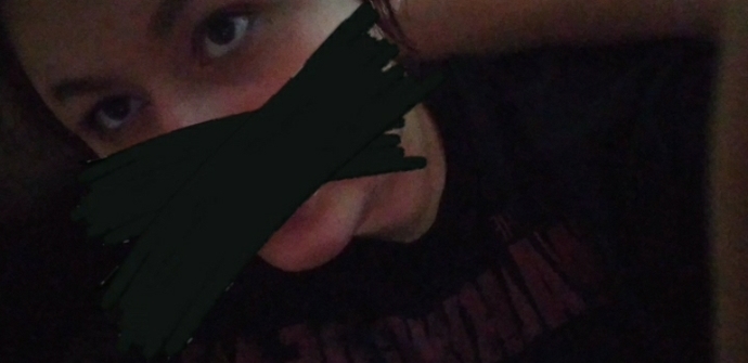 His arm is around me in this picture. (Mouth and nose covered for safety.)