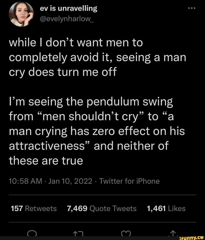 What do you think of the "Men don't cry" culture? Is it causing more harm, than good in men?