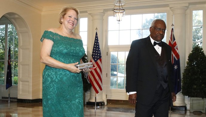 Judge Thomas, pictured with husband