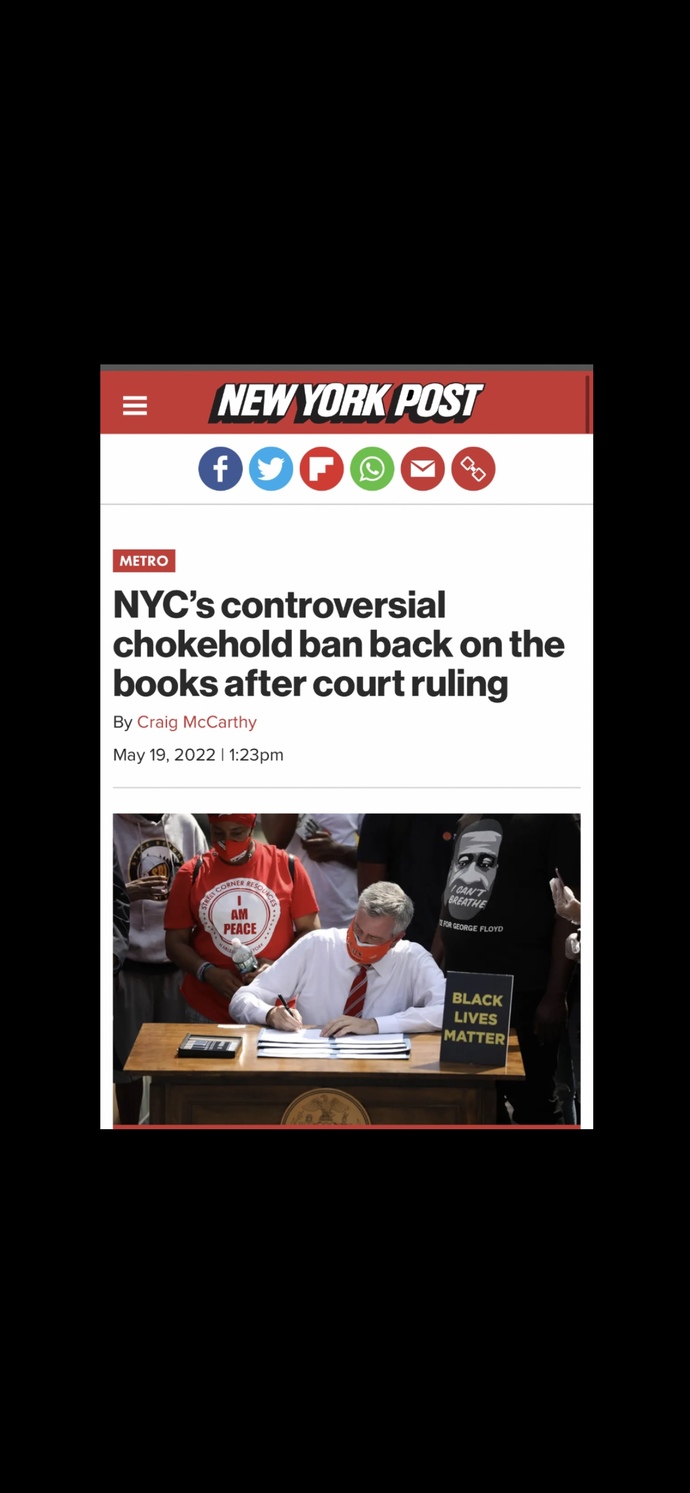 Do you think the recent reinstating of NYC’s chokehold ban will make it more difficult for officers to do their jobs and gives a benefit to criminals?