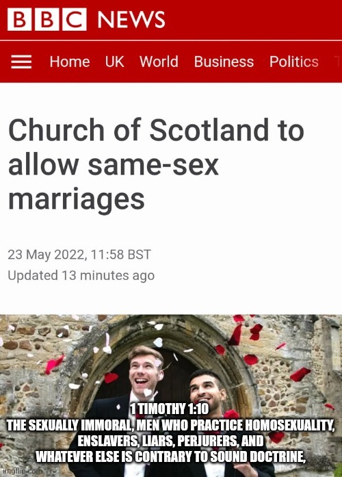 Gay Marraige. Church of Scotland the first major Church to allow the Gays to marry. Thoughts?