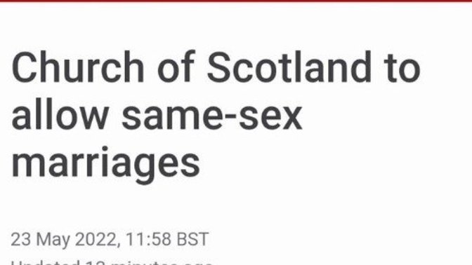 Gay Marraige. Church of Scotland the first major Church to allow the Gays to marry. Thoughts?
