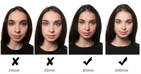 This is why portrait photographers will put the camera several feet from their subjects.