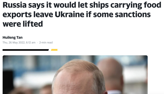 Would you support dropping certain russian sanctions if russia stops attacking food exports in the black sea?