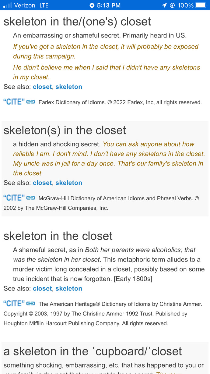 Do you currently have any skeletons in your closet?