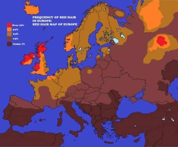 Are there many red headed SCANDINAVIANS?