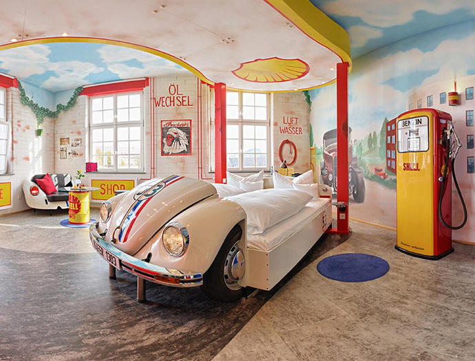 Which of these 7 bedrooms at the V8 Hotel Motorworld is your favorite, what room would you stay in?