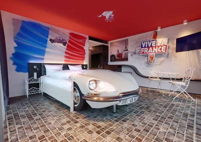 Which of these 7 bedrooms at the V8 Hotel Motorworld is your favorite, what room would you stay in?