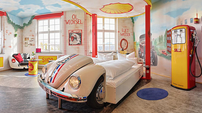 Which of these 7 bedrooms at the V8 Hotel Motorworld is your favorite, what room would you stay in?