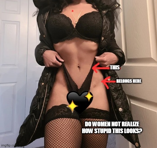 You can even see where the fabric is bunched up in the crotch. Can this fad DIE please?