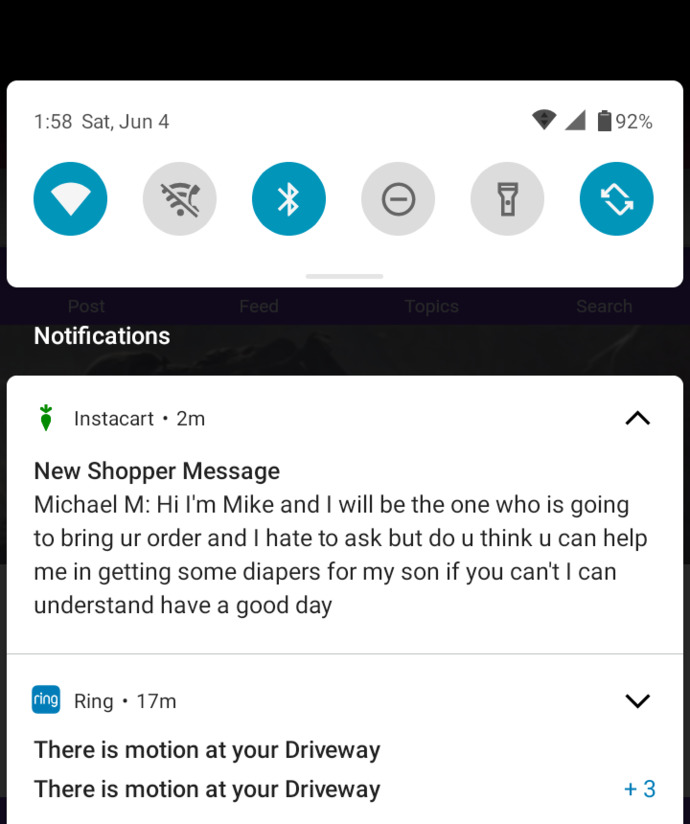 Food delivery driver is asking if he can buy diapers for his son with my order. Should this be allowed?
