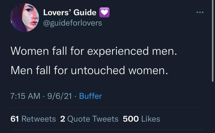 Men, would you feel pressure if you're in a new relationship w a girl in 20s and she tells you she's never been on a date?