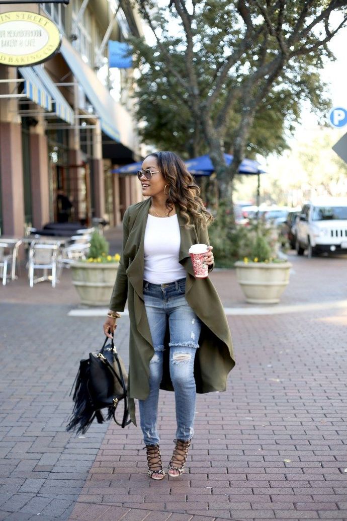 Duster coat with jeans