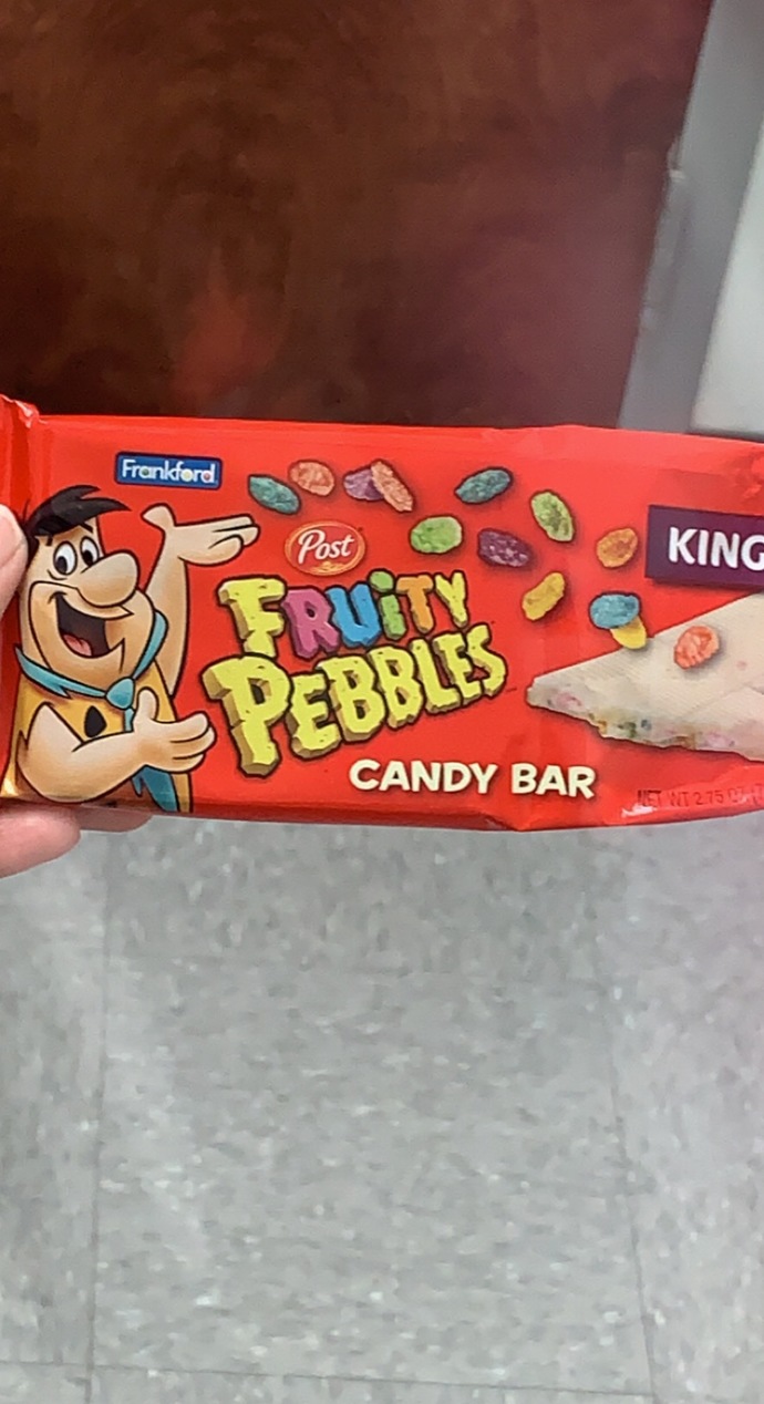 Would you guys try this? It’s a white chocolate bar with fruity pebbles?