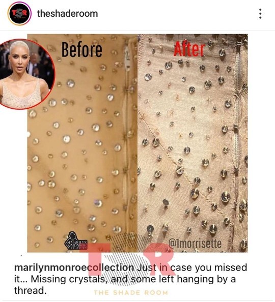 Kim kardashian stretched out Marilyn Monroe dress so bad that it ruined the Seams &jewels busted off. 🤣🤦🏽‍♀️. Thoughts?