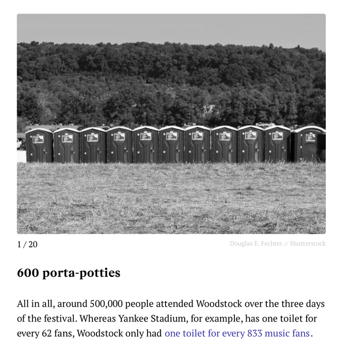 Where were the bathrooms at Woodstock?