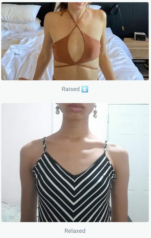 Guys, do you think women look more attractive raised and or clenched shoulders than with relaxed shoulders or are all equally attractive to you?