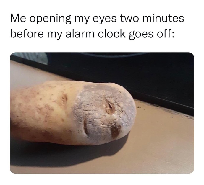 I look like this potato waking up 🤣