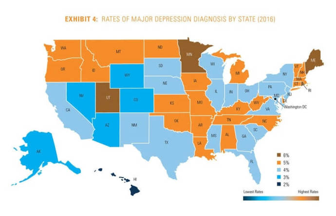 How depressing is your state and do you suffer from depression yourself?