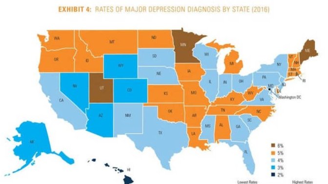 How depressing is your state and do you suffer from depression yourself?