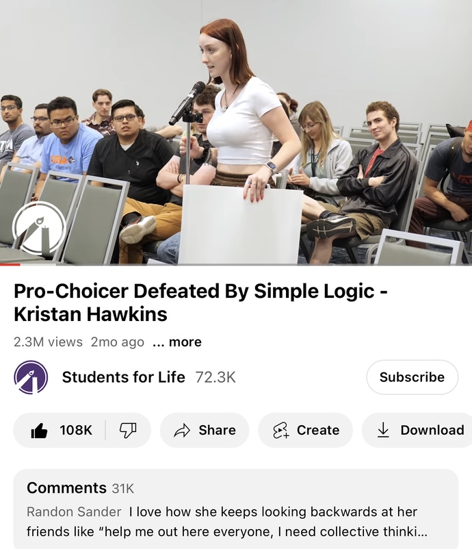 I am pro choice but the reason why I don’t support pro choice people or would never vote for the cause is because of the people. Do you agree?