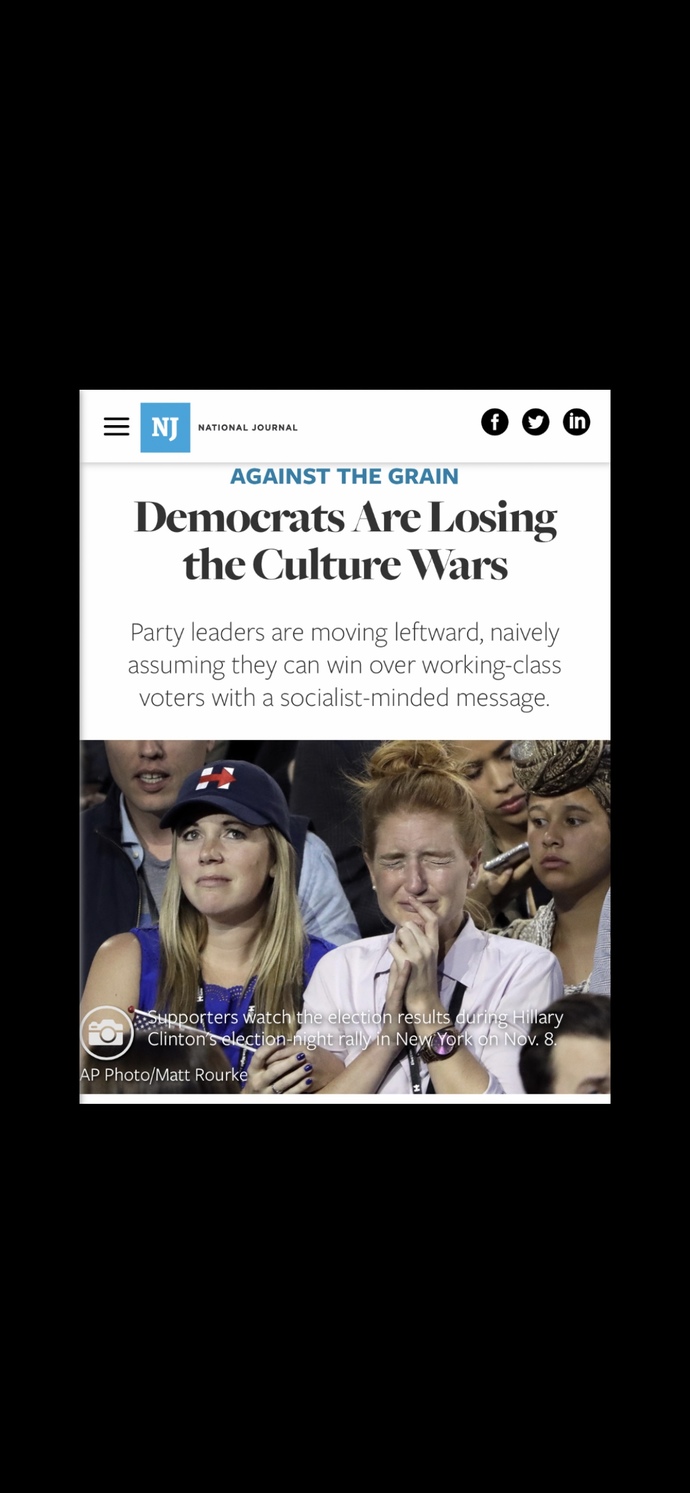 What is your take on democrats losing the culture war? What does this mean to you?