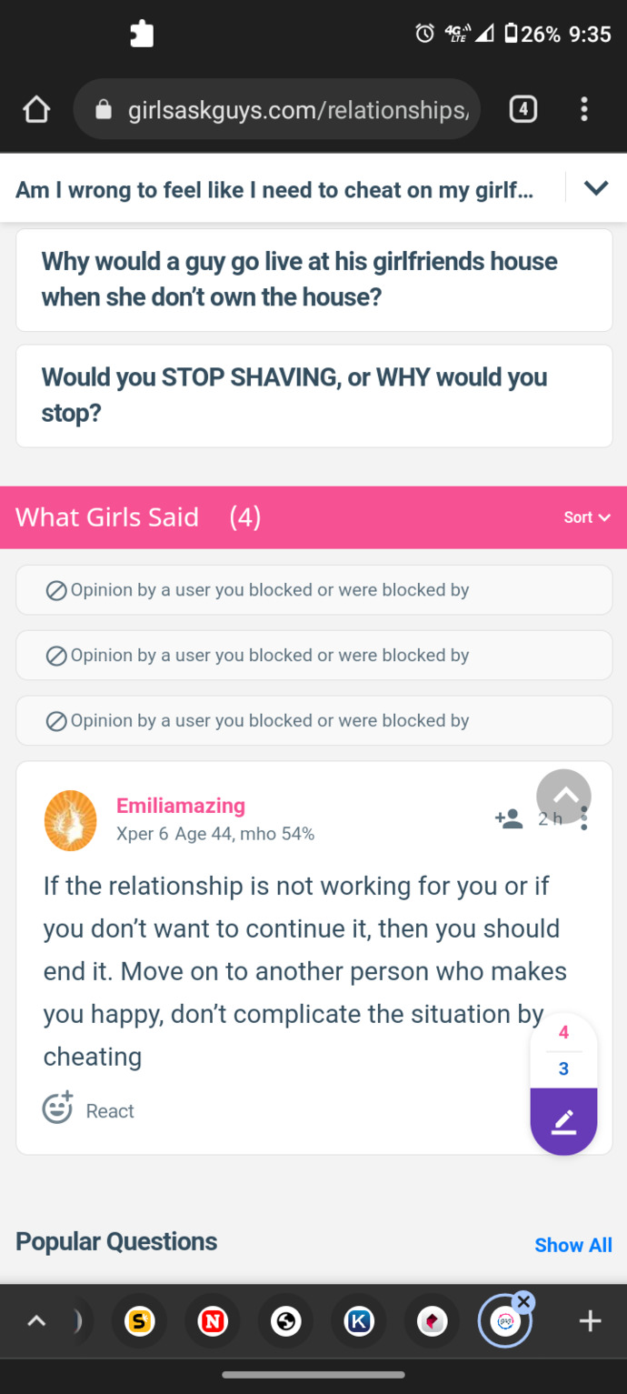 Am I wrong to feel like I need to cheat on my girlfriend?