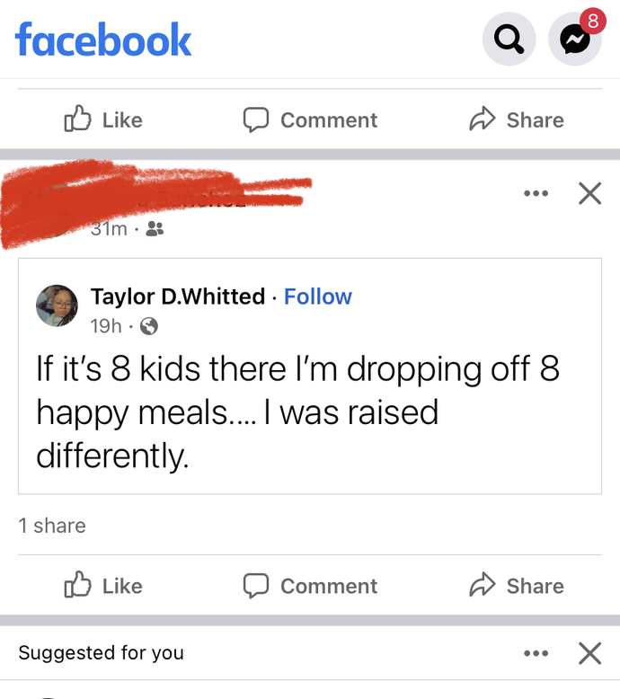 Dad brings food to only his child, ignoring the moms other kids, Is he right or wrong?