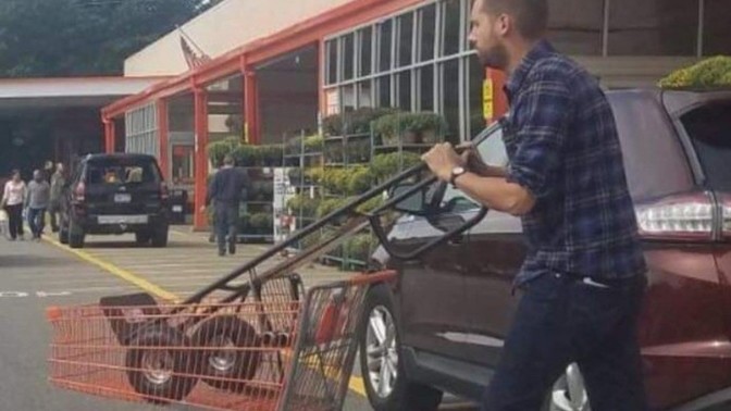 When you go shopping, who pushes the trolley?