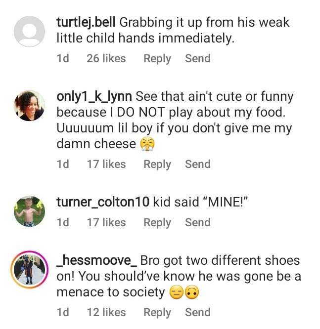 Comment under video with kid stealing food in restaurant