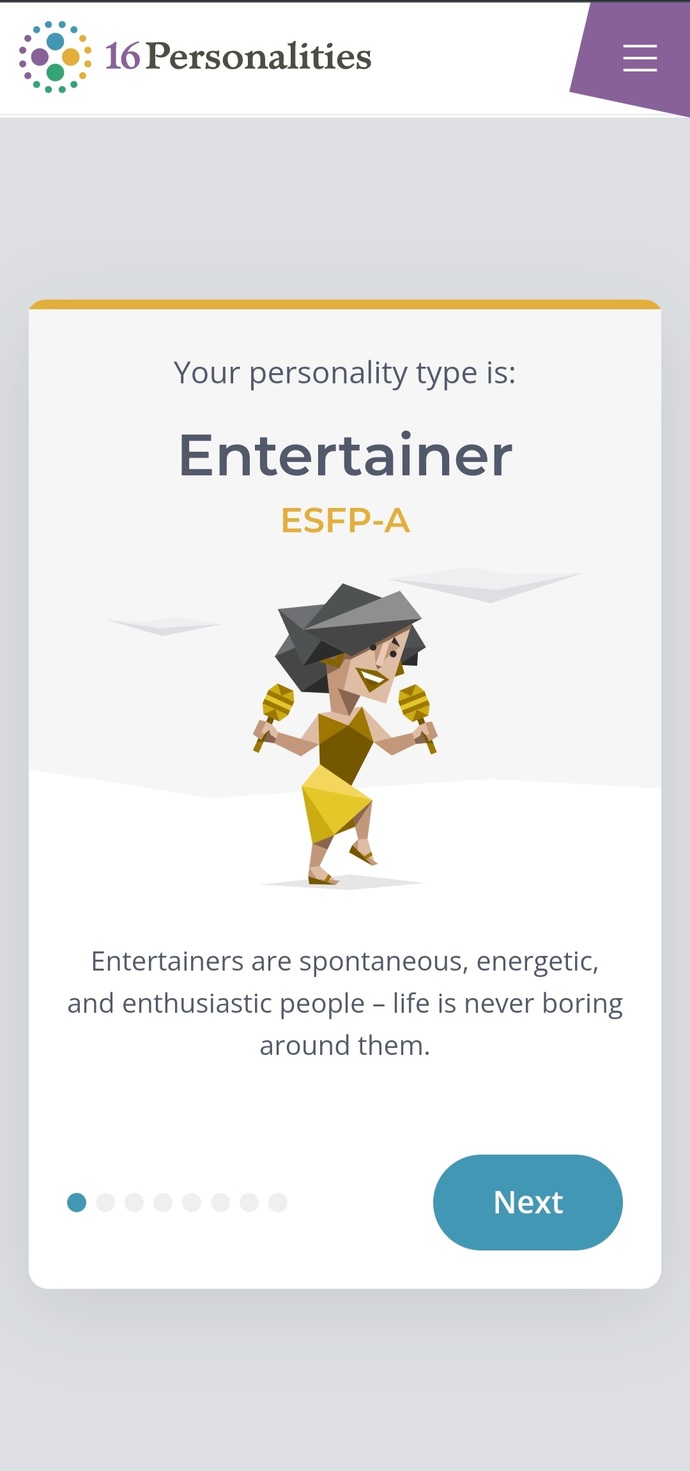 What is your personality type according to the Myers–Briggs test?
